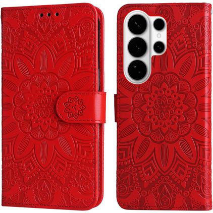 Mobigear Sunflower Samsung Galaxy S26 Ultra Knížkové pouzdro Peněženka - Červená