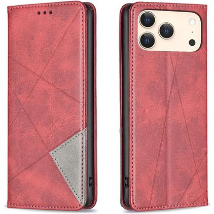 Mobigear Rhombus Slim iPhone 18 Pro Max Capa livro - Vermelho