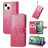 Mobigear Clover iPhone 15 Plus Lompakkokotelo + Setelitasku - Magenta