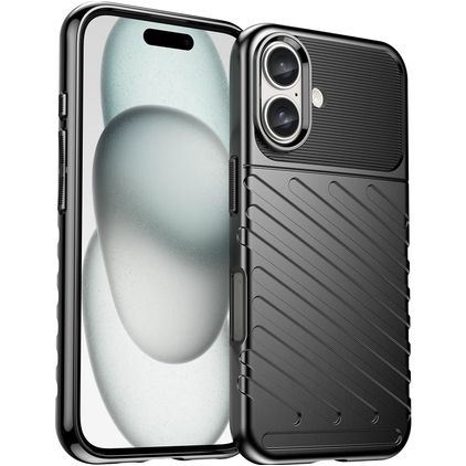 Mobigear Groove iPhone 16 Flexibilní TPU Zadní kryt - Černá