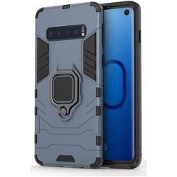 Mobigear Armor Ring Samsung Galaxy S10 Hard Case Back cover Shockproof with Ring Holder - Navy Blue