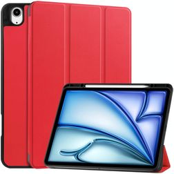 Mobigear Tri-Fold iPad Air 13 polegadas (2025) Capa livro + Suporte para caneta stylus - Vermelho