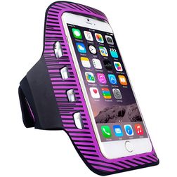 Mobigear LED Running Phone Holder Neoprene Sports Case Sports armband (max 16 cm x 8 cm) - Purple