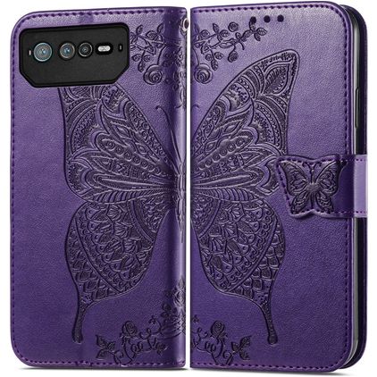 Mobigear Butterfly ASUS ROG Phone 6 Pro Plånboksfodral med sedelfack - Lila