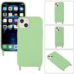 Mobigear Lanyard iPhone 14 Plus Silicone Cover con cordino - Verde