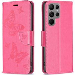 Mobigear Butterfly Samsung Galaxy S24 Ultra Lompakkokotelo + Setelitasku - Punainen