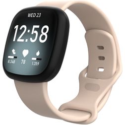 Mobigear Sport Dual Silikone Fitbit Sense Urrem Stiftlukning - Sand Pink