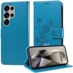 Mobigear Flowers Samsung Galaxy S25 Ultra Etui z klapką typu portfel - Niebieski