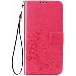 Mobigear Clover Motorola One Fusion Plus Lompakkokotelo + Setelitasku - Magenta