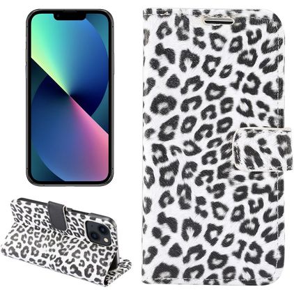 Mobigear Leopard iPhone 14 Wallet case - White