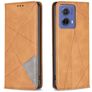 Mobigear Rhombus Slim Motorola Moto G85 Cover a libro - Cognac