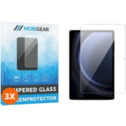 Mobigear Samsung Galaxy Tab S9 FE Plus Vidro temperado Película de ecrã - Compatível com capas - Preto (Pack de 3)
