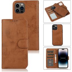 Mobigear Wallet iPhone 15 Pro Max Cover Aftageligt 2-i-1-pungetui med Seddelrum - Brun