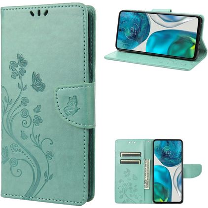 Mobigear Flowers Motorola Moto G52 Funda tipo libro Cartera - Verde