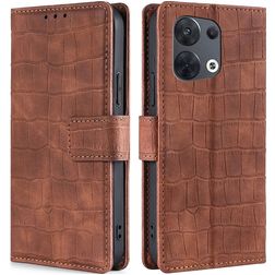 Mobigear Croco OPPO Reno 8 5G Funda tipo libro Cartera - Marrón