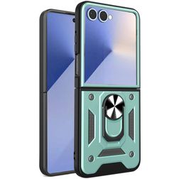 Mobigear Armor Ring Samsung Galaxy Z Flip 7 Hardcase Etui plecki Wstrząsoodporne z pierścieniem - Zielony