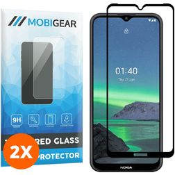 Mobigear Premium Nokia 1.4 Tempered Glass Screen Protector - Case Friendly - Black (2-Pack)