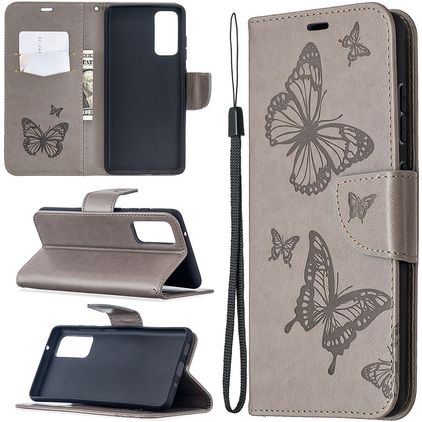 Mobigear Butterfly Samsung Galaxy S20 FE Lompakkokotelo + Setelitasku - Harmaa