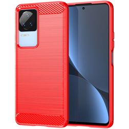 Mobigear Brushed Slim POCO F4 TPU flexible Carcasa - Rojo