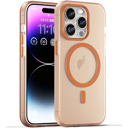 Mobigear Shockproof iPhone 16 Pro MagSafe TPU flexible Carcasa - Naranja