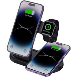 Mobigear MagCharge 3in1 MagSafe + Qi Charging Station for Smartphone & Apple Watch - Black