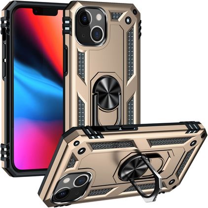 Mobigear Armor Ring iPhone 14 Plus Hardcase Etui plecki Wstrząsoodporne z pierścieniem - Złoty