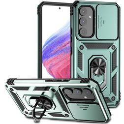Mobigear Armor Ring Cam Slide Samsung Galaxy A54 Kova Suojakuori Iskunkestävä + Sormuspidike + Kameran liukusuoja - Vihreä +