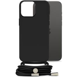 Mobilize Lanyard Gelly iPhone 15 Pro Max TPU flexible Funda con cuerda - Negro