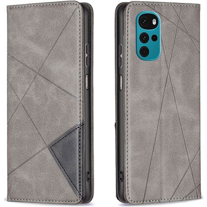 Mobigear Rhombus Slim Motorola Moto G22 Capa livro - Cinzento
