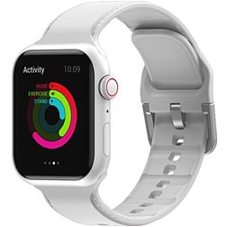 Mobigear Dashed Silicone Apple Watch Strap Buckle closure - 42/41/40/38 mm - White