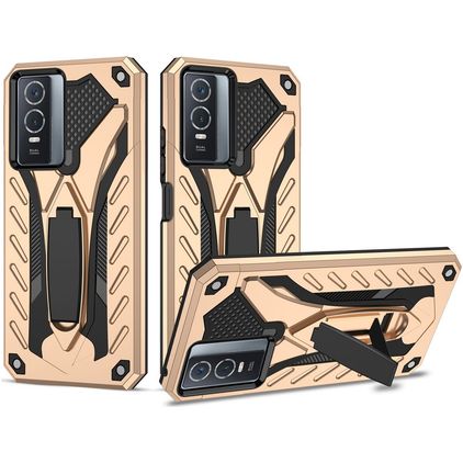 Mobigear Armor Stand Vivo Y76 Tvrdý plast Zadní kryt odolný proti nárazům se stojánkem - Zlatá