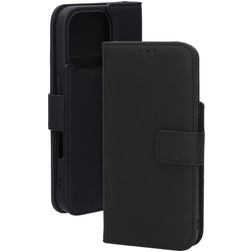 Mobiparts Wallet iPhone 16 Pro MagSafe Aito nahka Lompakkokotelo + Setelitasku - Musta