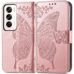 Mobigear Butterfly OPPO Reno 12 Pro Lompakkokotelo + Setelitasku - Ruusukulta