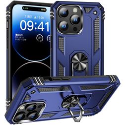 Mobigear Armor Ring iPhone 16 Pro Hard Case Back cover Shockproof with Ring Holder - Blue