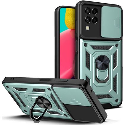 Mobigear Armor Ring Cam Slide Samsung Galaxy M53 Hardcase Back cover Antiurto con anello - Verde