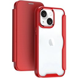 Mobigear Smart Fit iPhone 15 Plástico rígido Funda tipo libro - Rojo