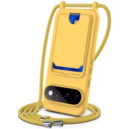 Mobigear Lanyard Card Google Pixel 11 Pro Silikon Kryt se šňůrkou s kapsou na karty - Žlutá