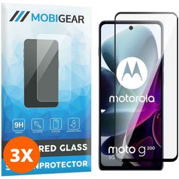 Mobigear Premium Motorola Moto G200 5G Tempered Glass Screen Protector - Case Friendly - Black (3-Pack)