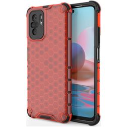 Mobigear Honeycomb Xiaomi Redmi Note 10S Hardcase Back cover Antiurto - Rosso