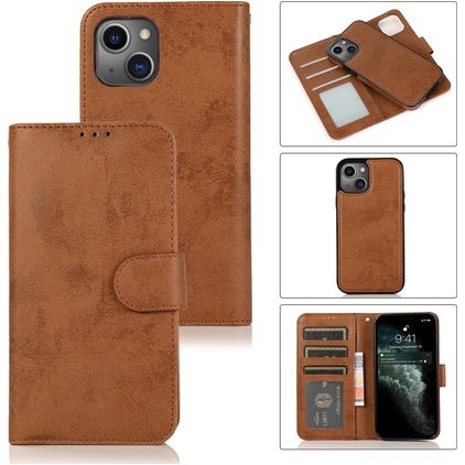Mobigear Wallet iPhone 15 Case Detachable 2-in-1 Wallet Case Wallet - Brown