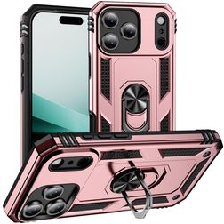 Mobigear Armor Ring iPhone 18 Pro Kova Suojakuori Iskunkestävä + Sormuspidike - Ruusukulta