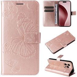 Mobigear Butterfly iPhone 16 Pro Etui z klapką typu portfel - Różowe złoto