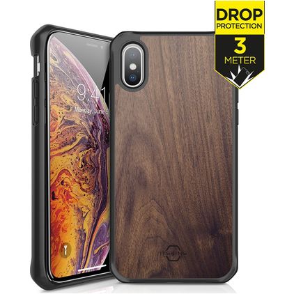 ITSKINS HybridFusion iPhone XS Max Funda Plástico rígido Carcasa Antigolpes - Dark Wood