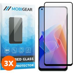 Mobigear Premium OPPO Reno 7 Lite Vidro temperado Película de ecrã - Compatível com capas - Preto (Pack de 3)