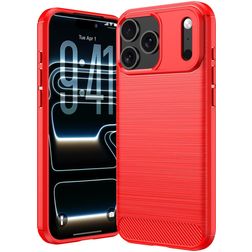 Mobigear Brushed Slim iPhone 18 Pro Max Flexibel TPU Skal - Röd