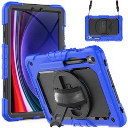 Mobigear SureGrip Xtreme Samsung Galaxy Tab S9 Funda Plástico rígido / Silicona Carcasa + Portalápices + Correa bandolera + Soporte - Azul oscuro