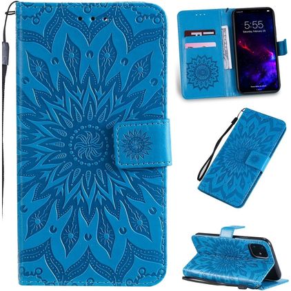 Mobigear Sunflower iPhone 11 Pungetui med Seddelrum - Blå