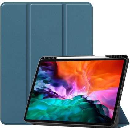 Mobigear Tri-Fold Gel iPad Pro 12,9 palce (2021) TPU / Umělá kůže Knížkové pouzdro + Držák na stylus - Zelená