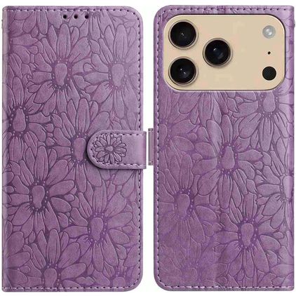 Mobigear Flowers iPhone 18 Pro Capa livro Carteira - Roxo