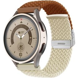 Mobigear Braided Dual Nailon Smartwatch Ranneke Säädettävä taittolukko - 22 mm - Ruskea / Tähtivalkea